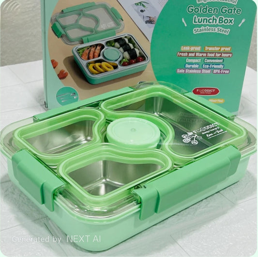 4 Compartment Stainless Steel Lunch Box