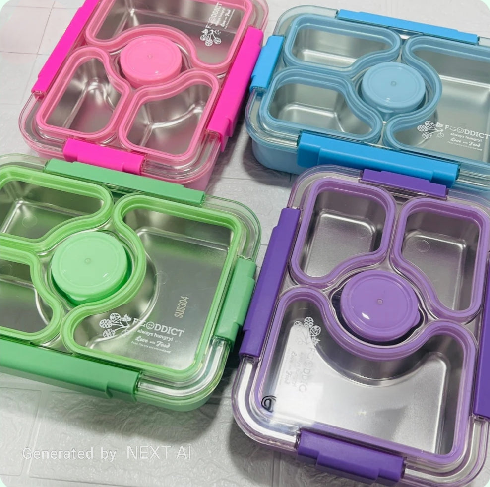 4 Compartment Stainless Steel Lunch Box