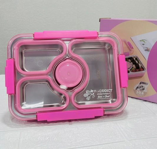 4 Compartment Stainless Steel Lunch Box