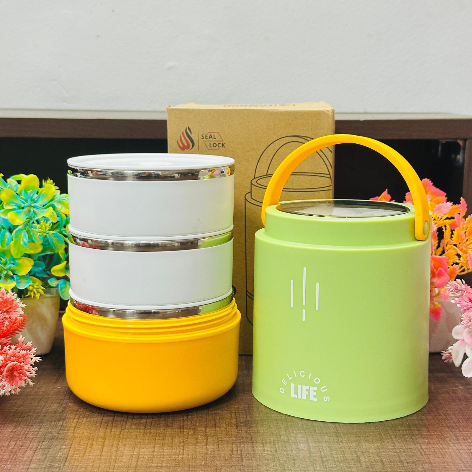 Delicious life 3 container stainless steel lunch box