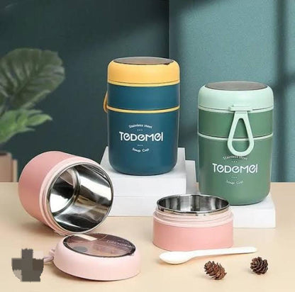 Tedemei Double Partition Leakproof Soup Bowl – 2-in-1 Hot Pot & Food Container for Office & Travel